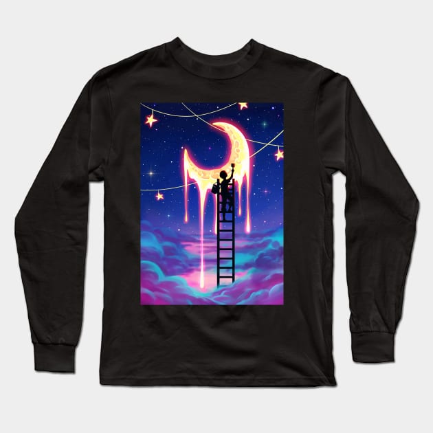 Paint The Moon Long Sleeve T-Shirt by KucingKecil